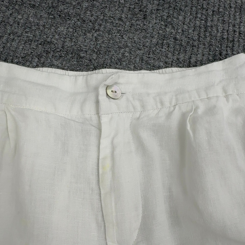 Tahari Shorts Womens S White Linen Pleated Elastic Back Casual Summer Beach - Picture 3 of 7